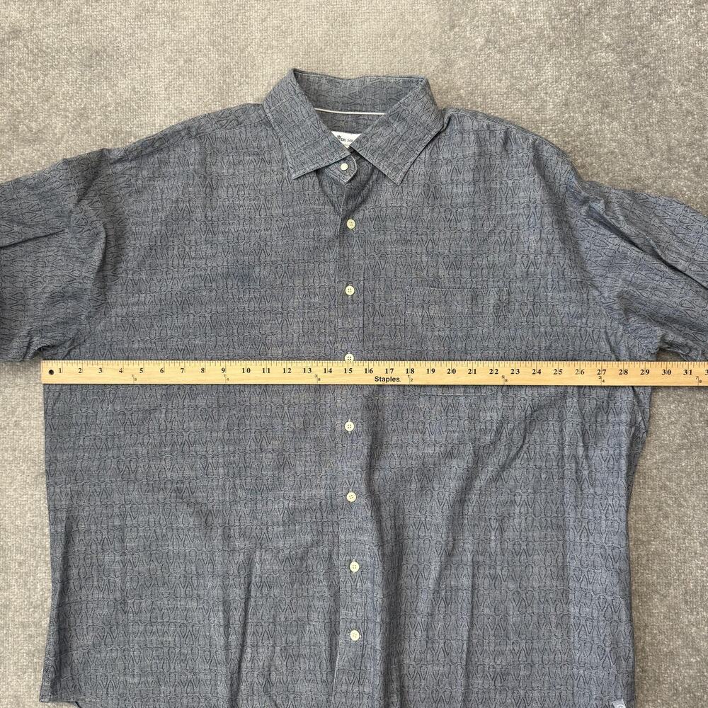 Peter Millar Shirt Mens 2XL Blue Arrowhead Chambray Button Down Long Sleeve - Picture 6 of 8